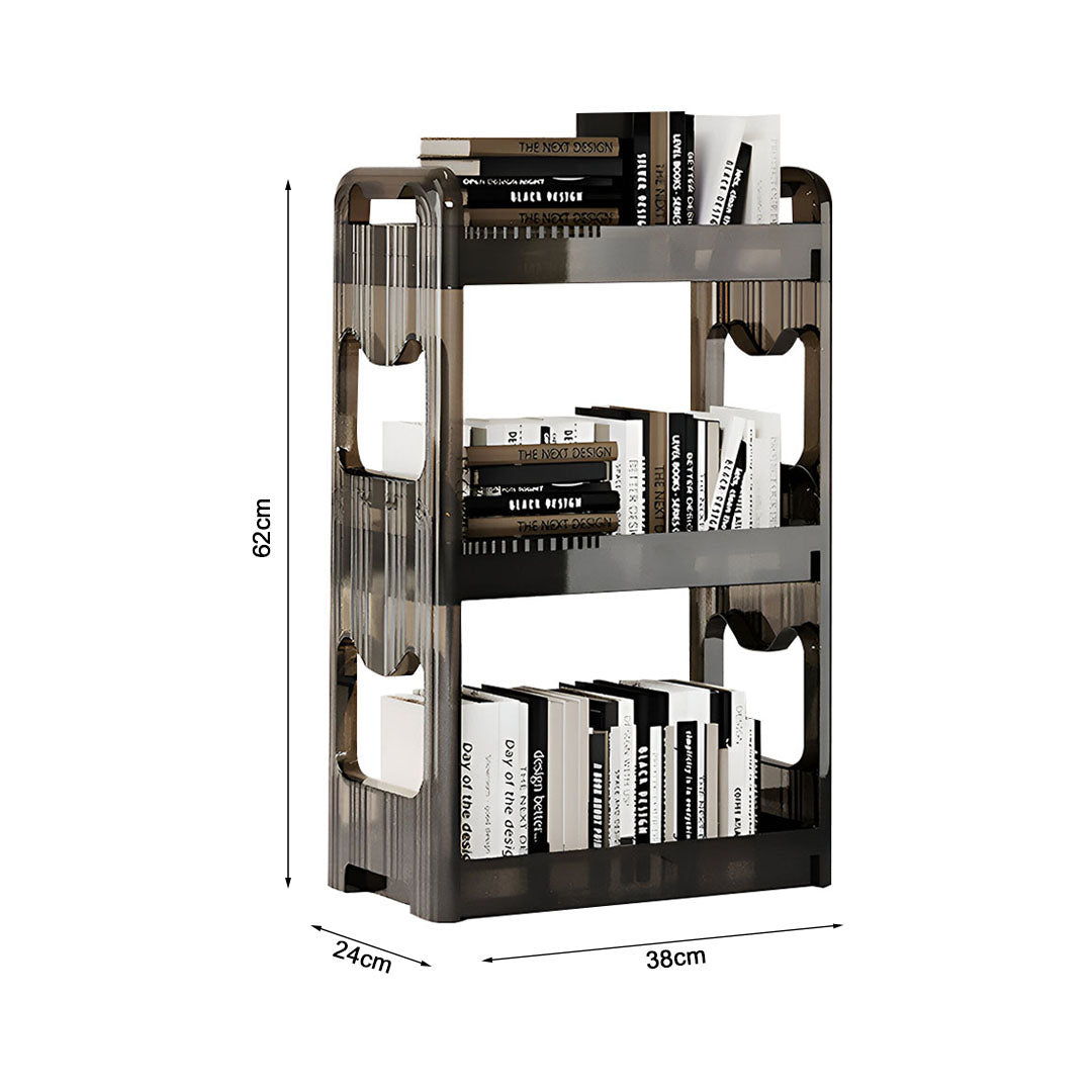 SOGA 2X 38x24cm Black 3 Tier Bookshelf Storage Organizer-4