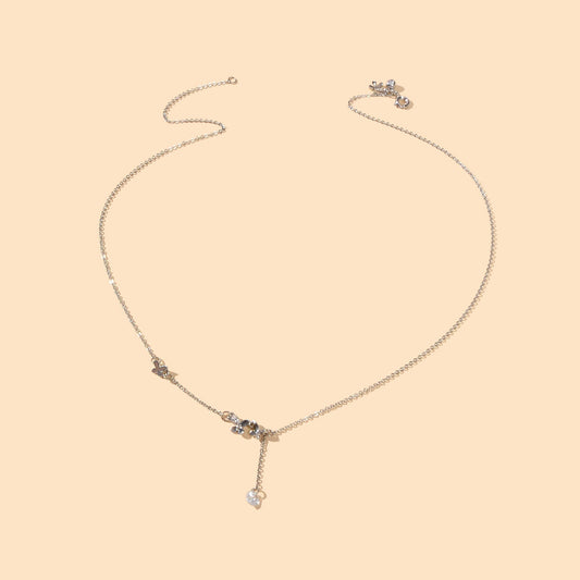 Charming Silver Chain Butterfly Rhinestone Charm Necklace Trendy Ladies Jewelry-1