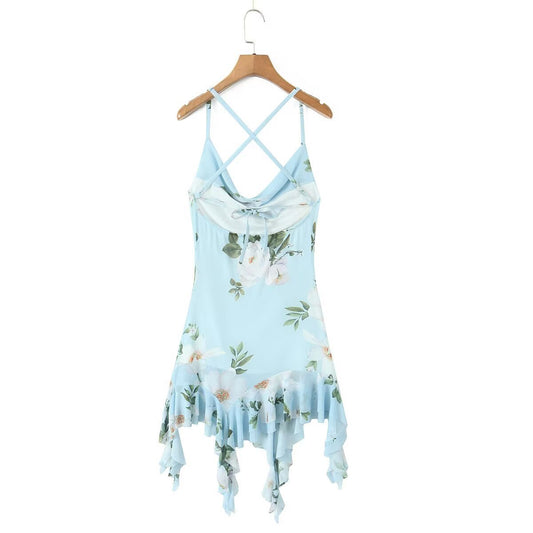 Asymmetric Knitted Strap Swing Neck Dress