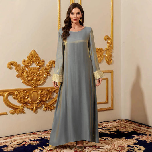 Round neck long robe dress