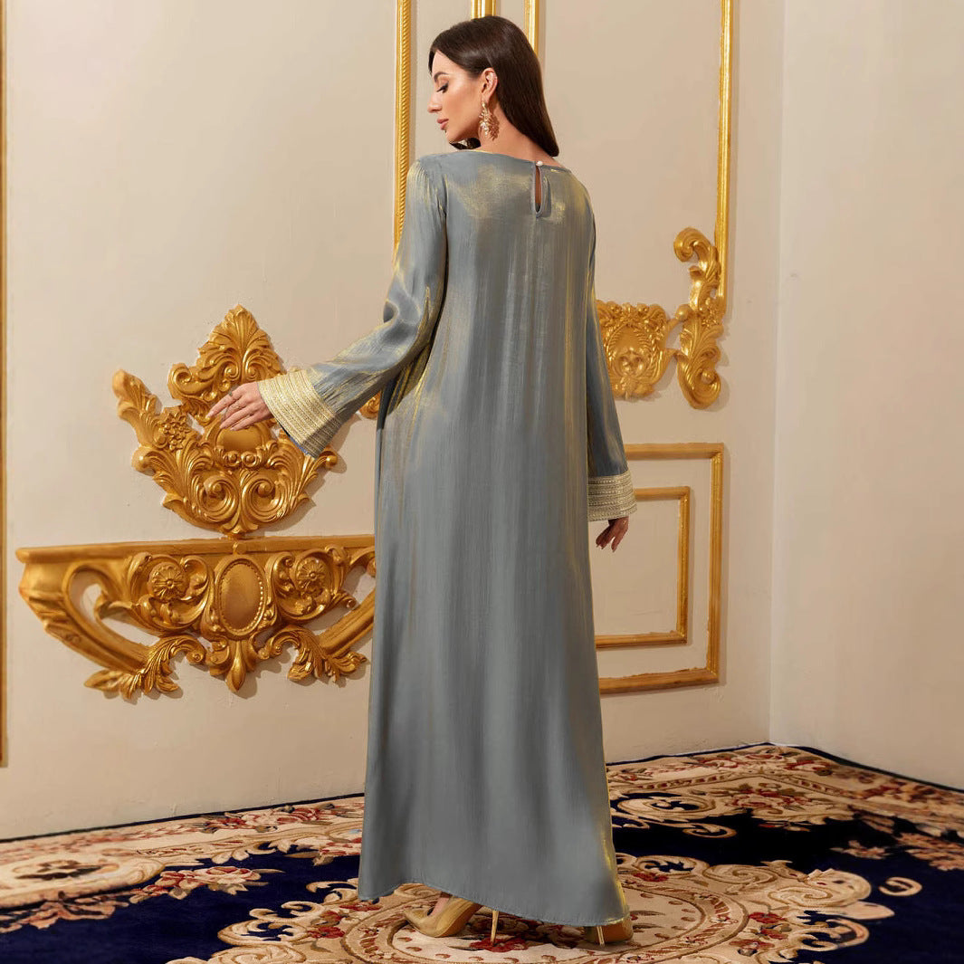 Round neck long robe dress