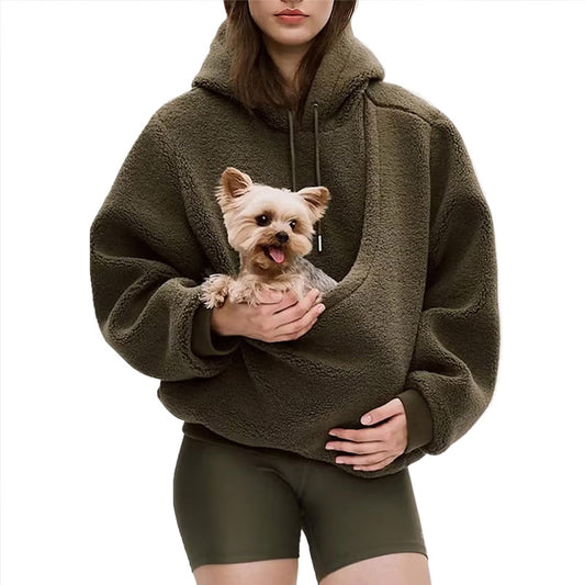 Pet Carrier Hoodie, Hands-Free Dog & Cat Carry Bag, Unisex Sweatshirt for Small Pets