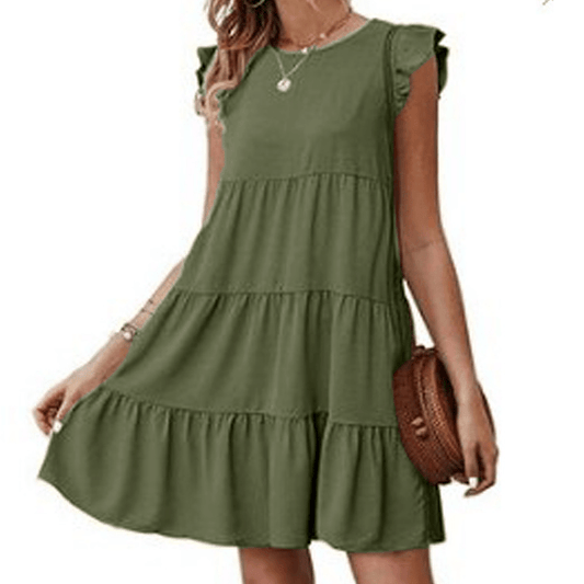 Womens Flowy Dress with Cap Sleeves - UrbanNest Co