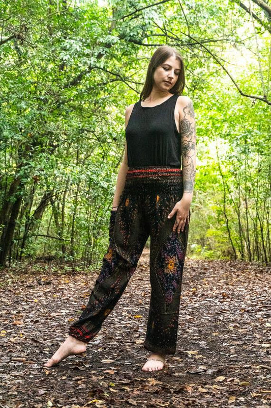 Black PEACOCK Harem Pants Women Boho Pants Hippie Pants - UrbanNest Co