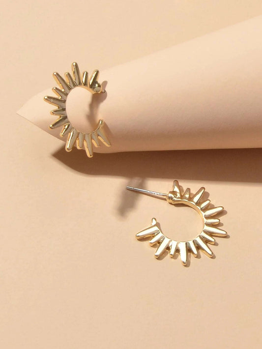 Punk Jewellery Gold Metal Spike Small Hoop Earrings Women Party Accessories Gift - UrbanNest Co