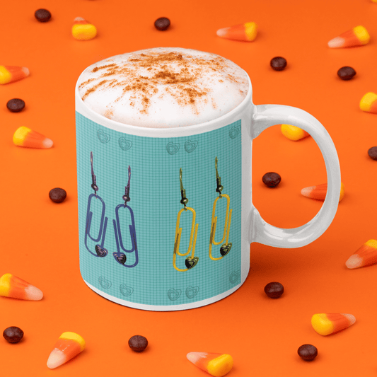 Retro 60's Paperclip Themed Ceramic Mug, Kitsch Mug | by Victory In Wellness - UrbanNest Co
