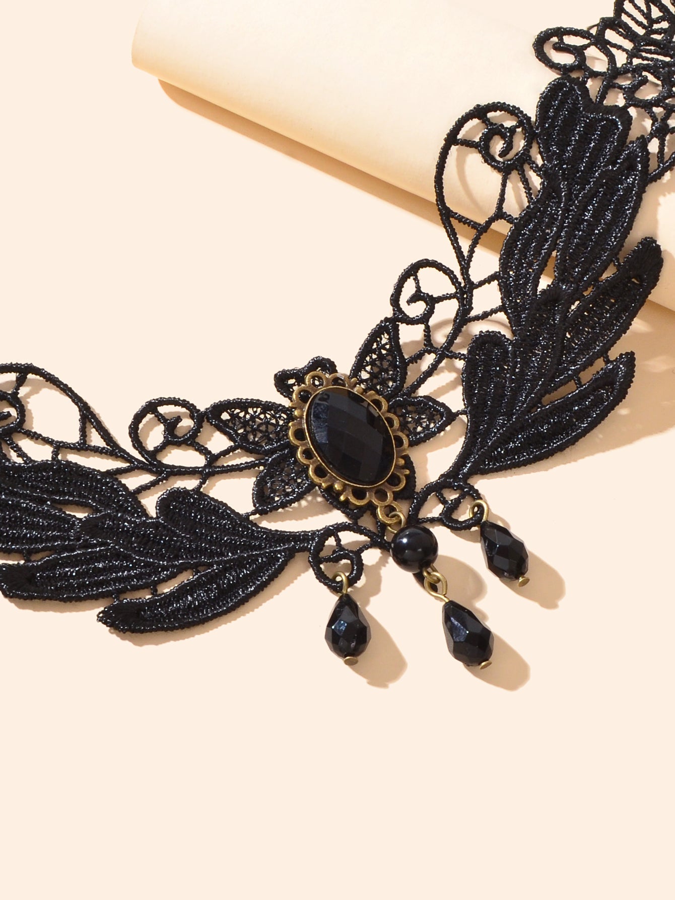 Black Hollow Collar Gothic Leaf Tattoo Lace Choker Costume Party Vintage Jewelry - UrbanNest Co