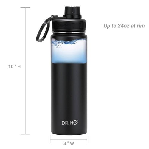 DRINCO® 22oz Stainless Steel Sport Water Bottle - Black - UrbanNest Co