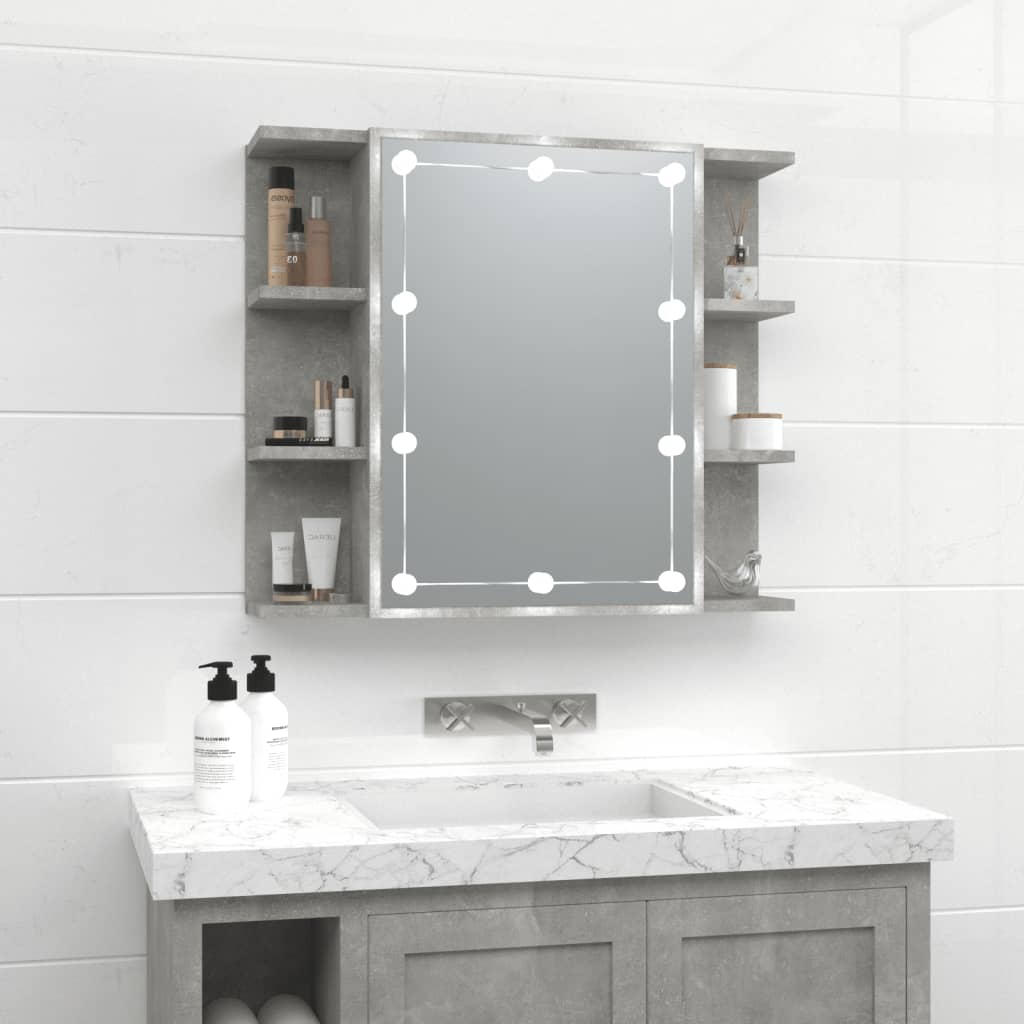 NNEVL Mirror Cabinet with LED Concrete Grey 70x16.5x60 cm - UrbanNest Co