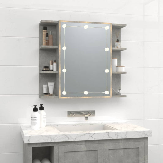 NNEVL Mirror Cabinet with LED Concrete Grey 70x16.5x60 cm - UrbanNest Co