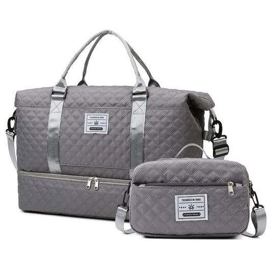 Checkered Dry - Wet Separation Sports Tote Bag Yoga Fitness Bag Large Capacity Shoe Compartment Travel Bag - UrbanNest Co