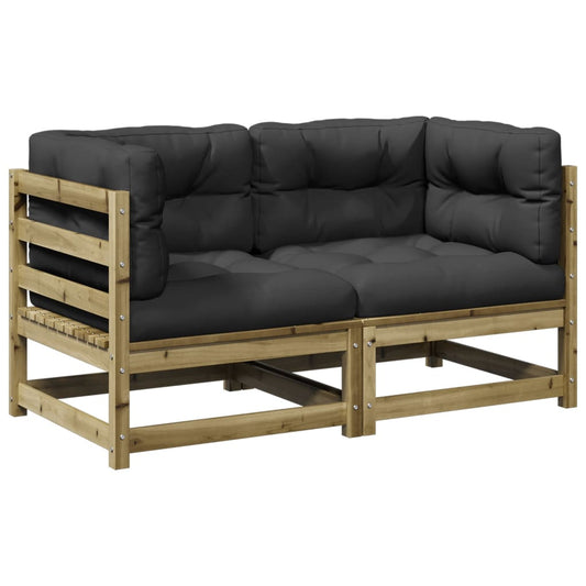 NNEVL 2 Piece Garden Sofa Set with Cushions Impregnated Wood Pine - UrbanNest Co