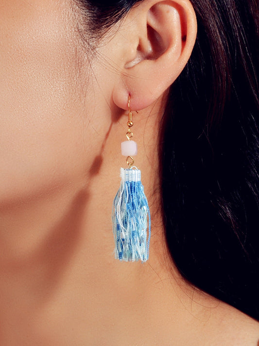 Ethnic Traditional Jewellery Pink Beads Rope Tassel Dangle Earrings for Women - UrbanNest Co