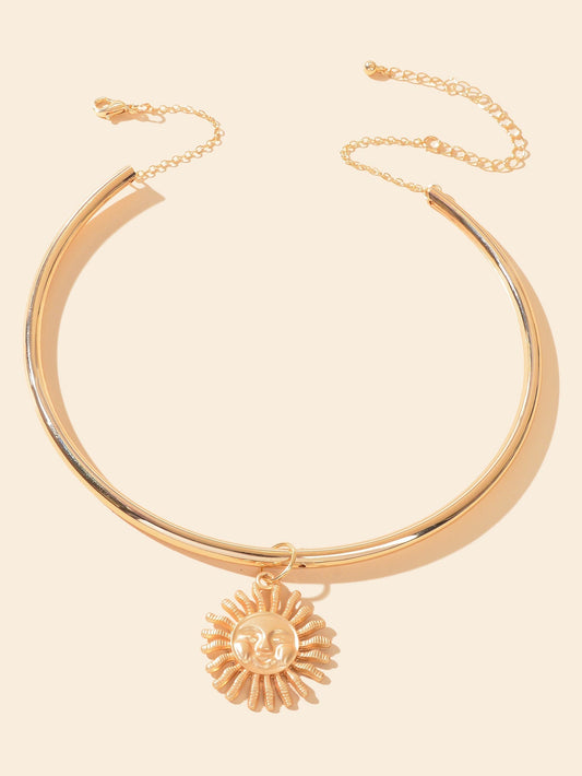 Cool Rock Style Gold Choker Collar Smile Sun Collar Necklace Party Decoration - UrbanNest Co