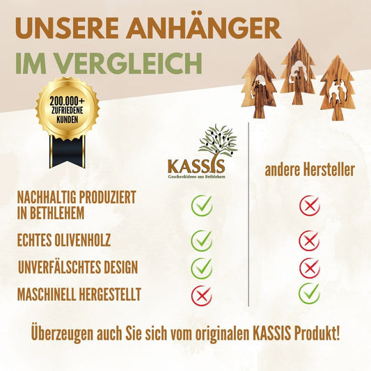 Olivenholz Krippen - AnhΓ€nger im Tannenbaum 3er Set (ohne Rinde) | Baumschmuck & Weihnachtsdeko fΓΌr Advent und Weihnachten - UrbanNest Co
