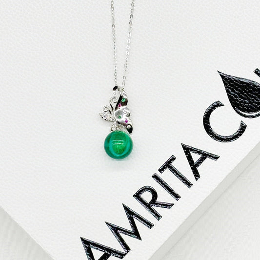 Sterling Silver Butterfly Aroma Necklace - Turquoise | Energy & Healing | Diffuse on the go - UrbanNest Co