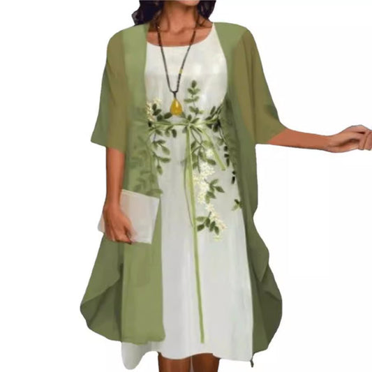 Elegant Lace Chiffon Dress Set - UrbanNest Co