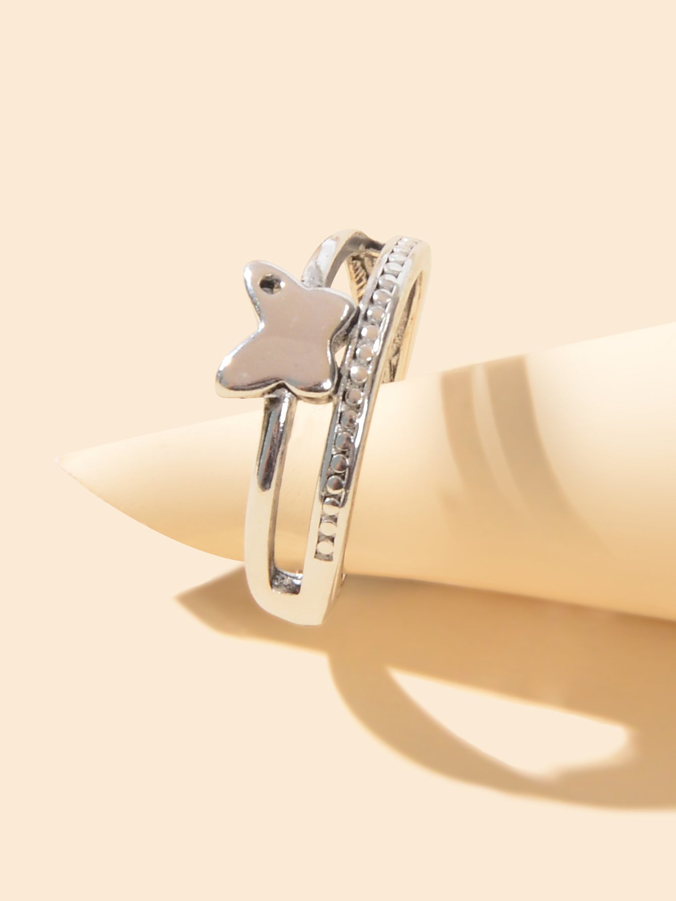 Good Quality Band Women Silver Color Double layer Copper Butterfly Finger Ring - UrbanNest Co