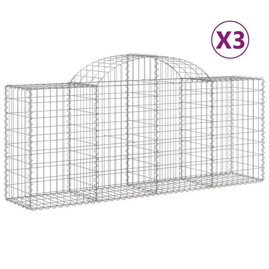 NNEVL Arched Gabion Baskets 3 pcs 200x50x80/100 cm Galvanised Iron - UrbanNest Co