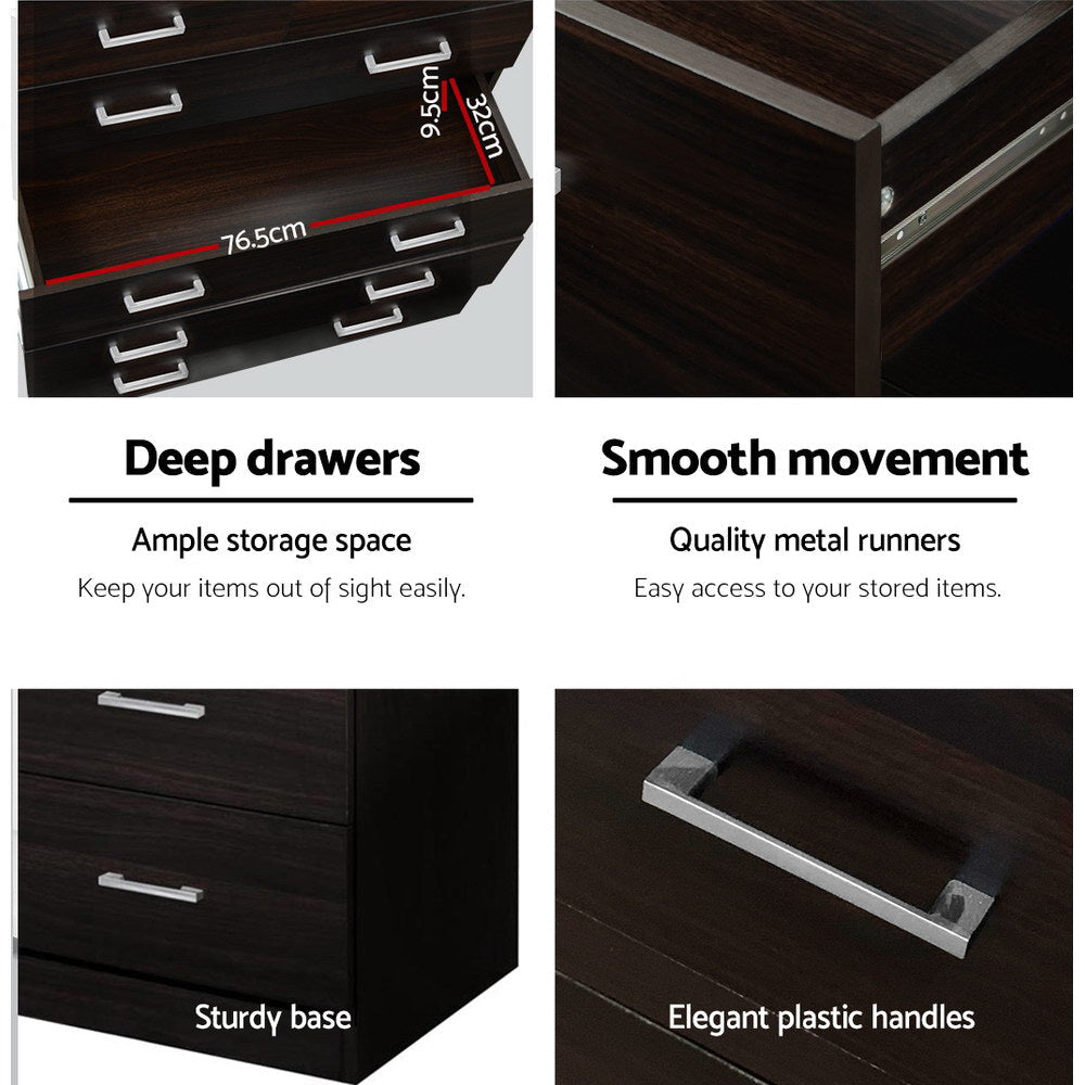 NNEDSZ Tallboy 6 Drawers Storage Cabinet - Walnut - UrbanNest Co