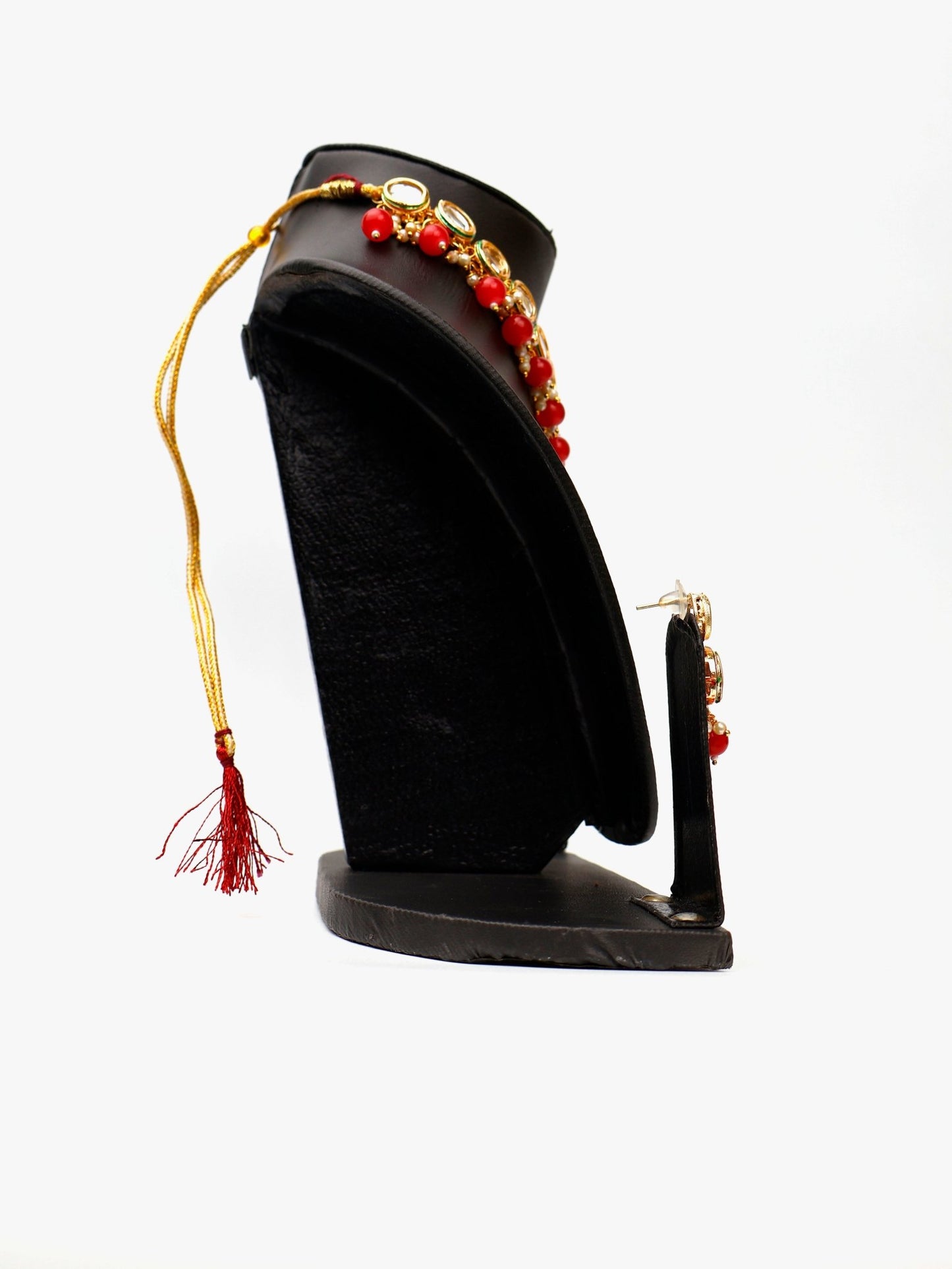 Kundan and Red Studs Necklace Set - UrbanNest Co