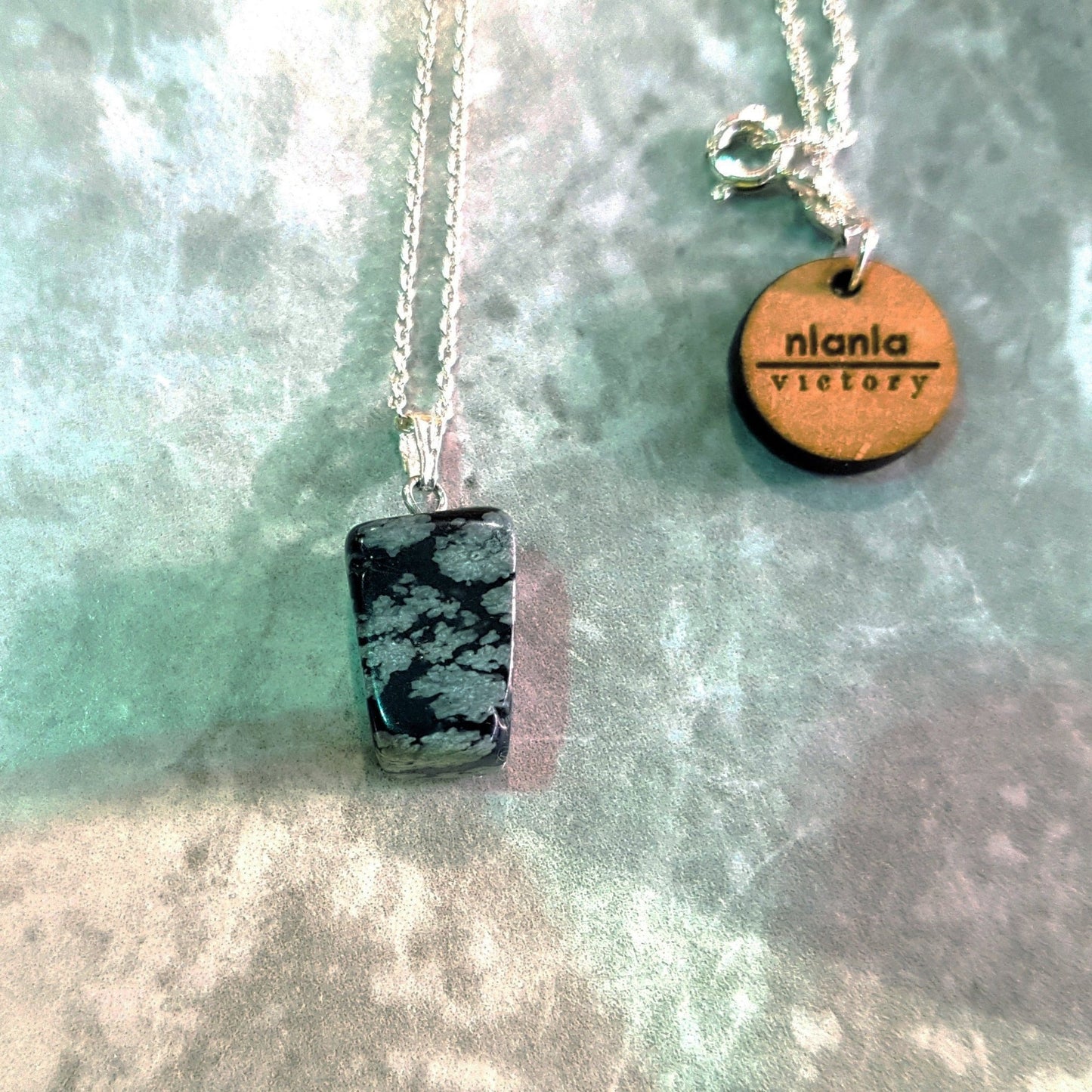 Snowflake Obsidian Sterling Silver Necklace, Raw Gemstone Necklace, Heart Pendant Necklace, Gemstone Necklace, Sterling Silver Necklace | by nlanlaVictory - UrbanNest Co