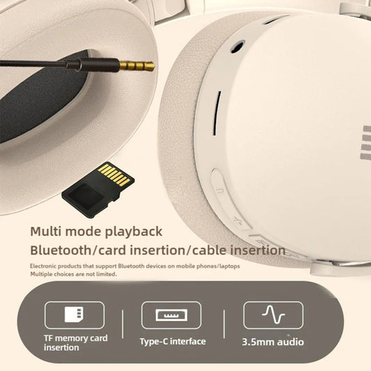 NNEOBA Wireless Bluetooth Over - Ear Headphone Beige - UrbanNest Co