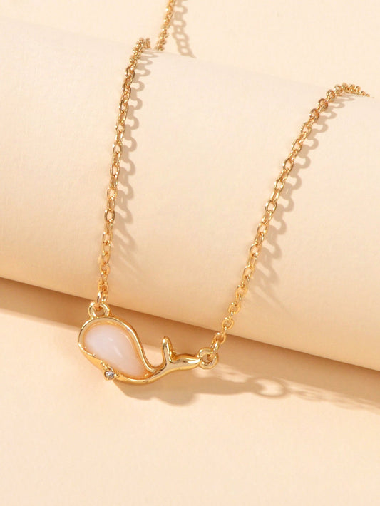 Exquisite Women Accessories Gold Chain Opal Dolphin Charm Necklace Gift Jewelry - UrbanNest Co