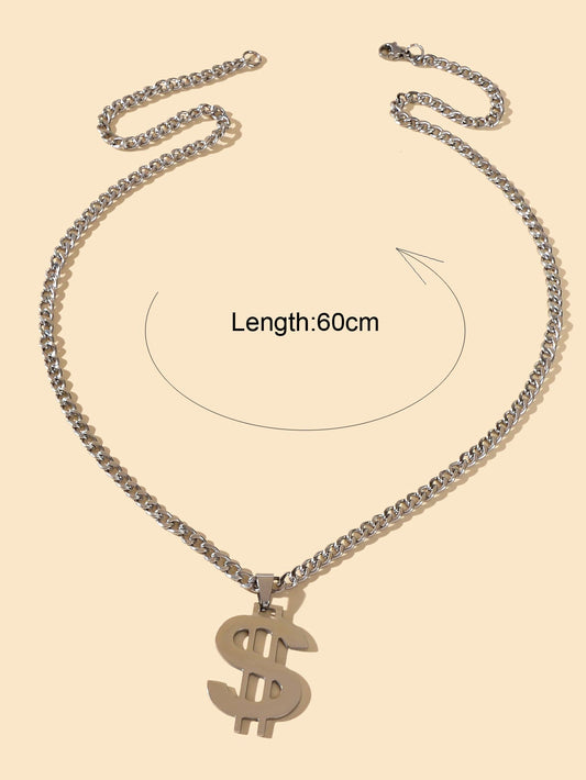 Dollar Sign Hip Hop Money Pendant Silver Rock Punk Necklace Bar Party Jewellery - UrbanNest Co
