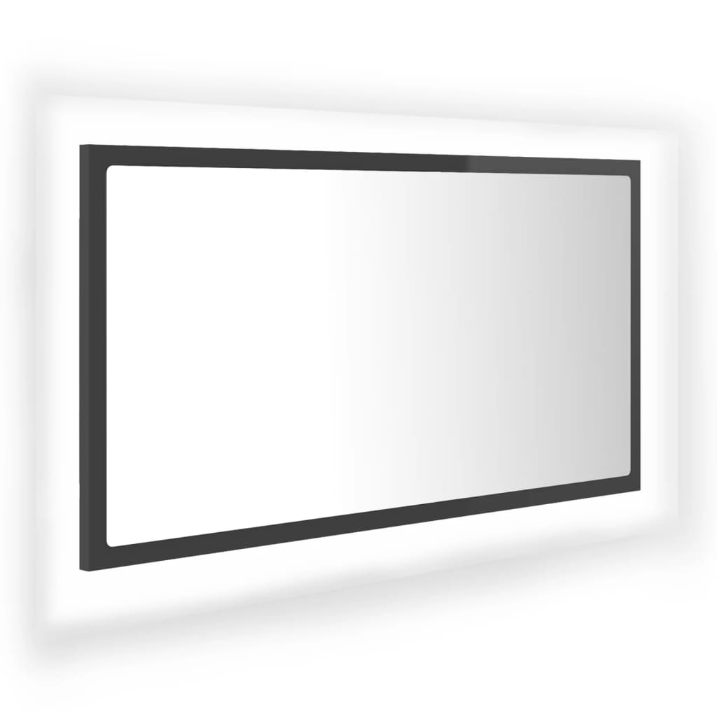 NNEVL LED Bathroom Mirror High Gloss Grey 80x8.5x37 cm Chipboard - UrbanNest Co