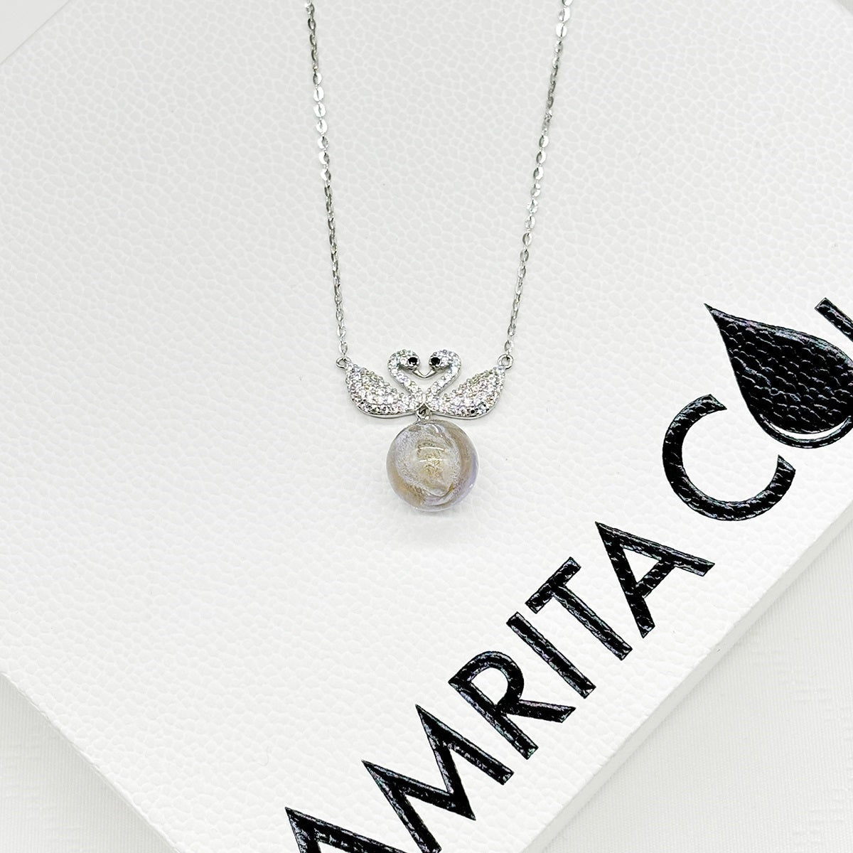 Sterling Silver Twin Swan Aroma Necklace - Gold Purple | Energy & Healing | Diffuse on the go - UrbanNest Co