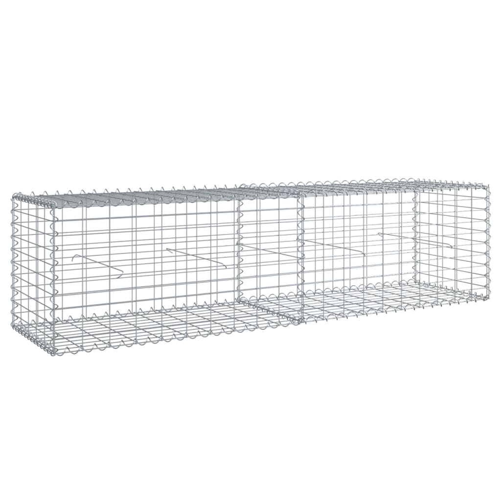 NNEVL Gabion Basket with Cover 200x50x50 cm Galvanised Iron - UrbanNest Co