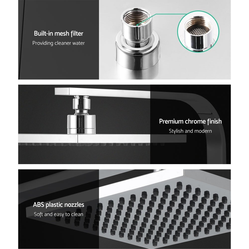 NNEDSZ WElS 8 Rain Shower Head Taps Square High Pressure Wall Arm DIY Chrome - UrbanNest Co