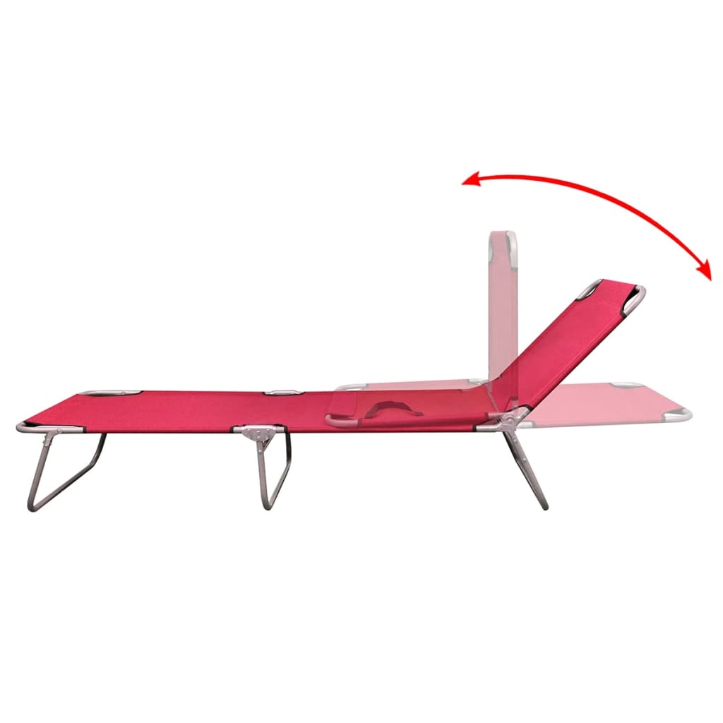 NNEVL Folding Sun Lounger Powder - coated Steel Red - UrbanNest Co