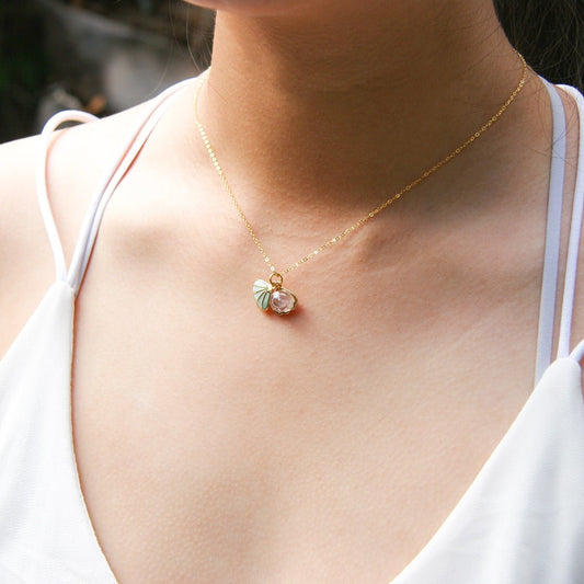 Green Shell Murano Aroma Necklace - Dreamy Lavender | Energy & Healing | Diffuse on the go | 925 Silver - UrbanNest Co