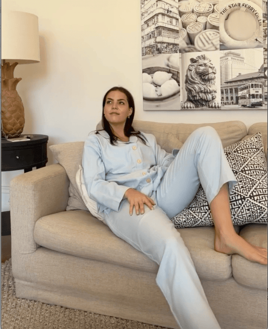 Flannelette Pyjama Set in Baby Blue - UrbanNest Co