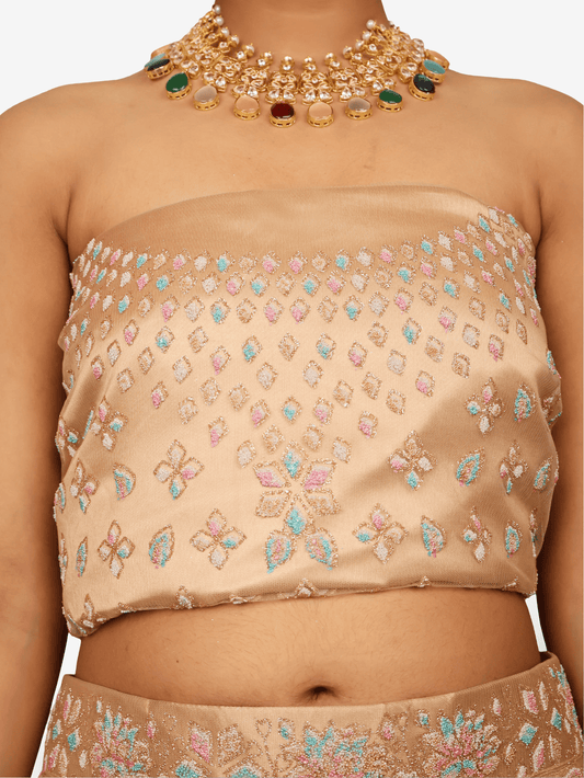Semi - Stitched Lehenga with Soft Net Fabric & Multi beads work by Shreekama - UrbanNest Co