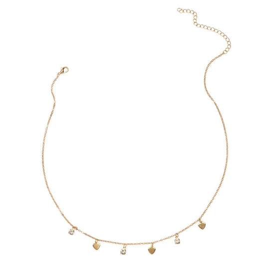 Gold Silver Chain Rhinestone Love Heart Disc Pendant Necklace Teens Party Gift - UrbanNest Co