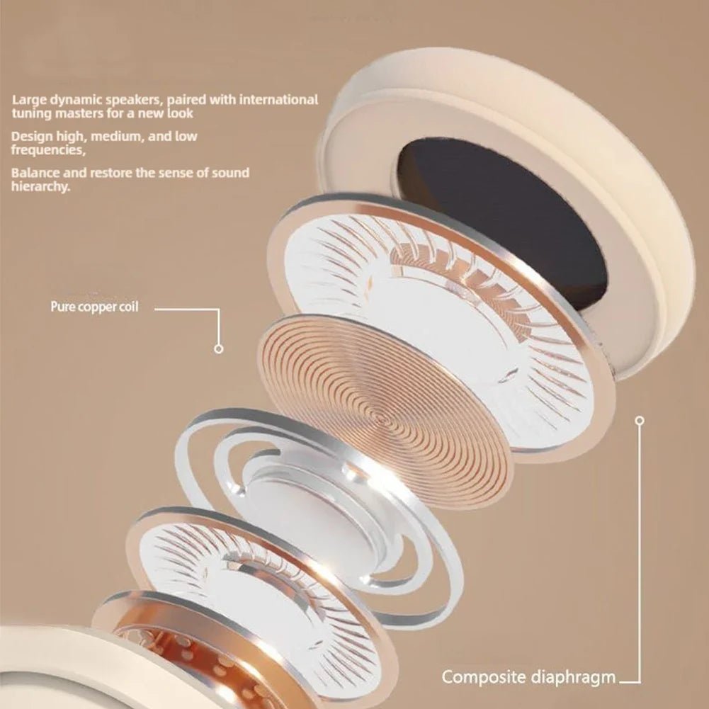NNEOBA Wireless Bluetooth Over - Ear Headphone Beige - UrbanNest Co