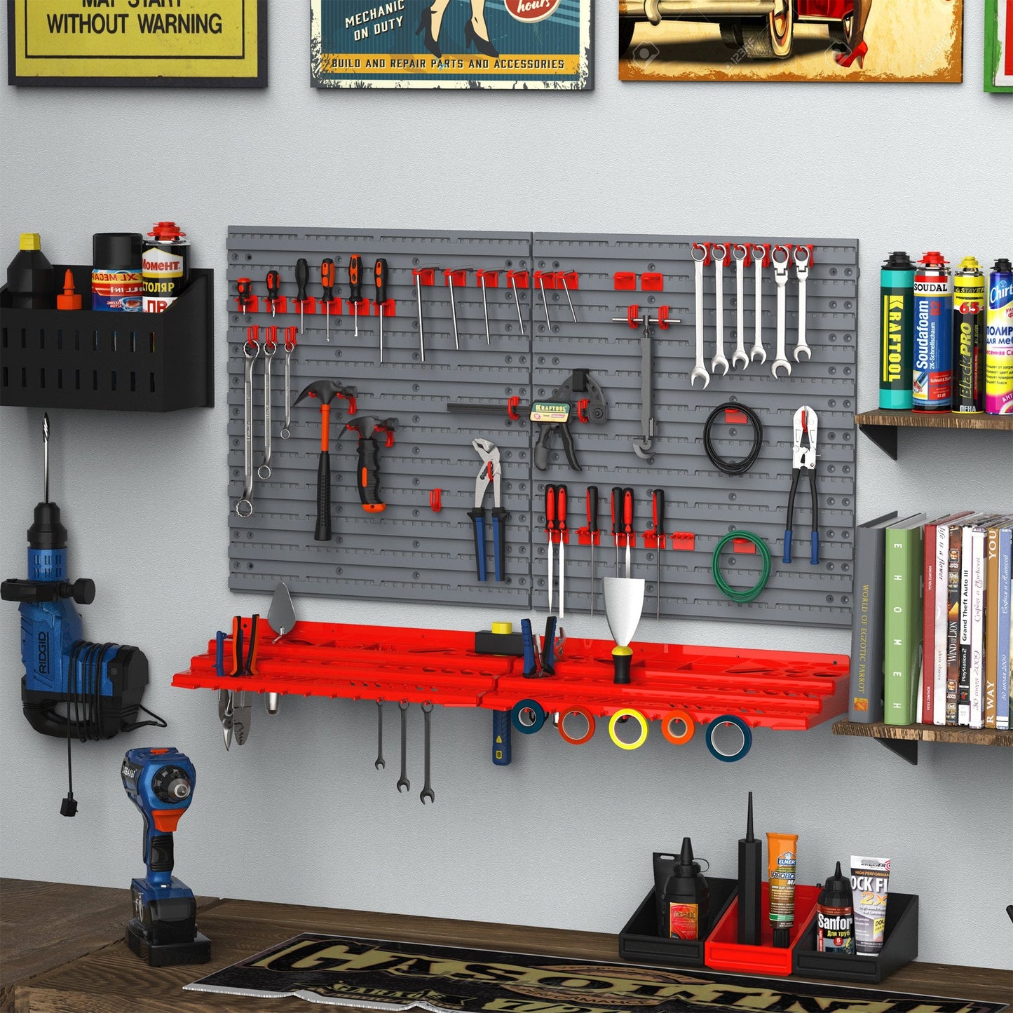 DURHAND 54 Piece Hanging Panel Tool Organization Rack for Garage Wall - UrbanNest Co
