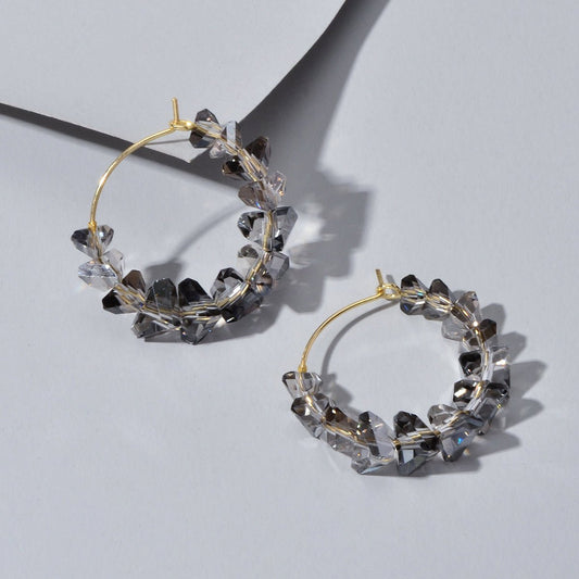 Ladies Jewellery Transparent Acrylic Beads Hoop Dangle Earrings Party Decoration - UrbanNest Co