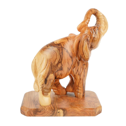 Handgeschnitzter Elefant aus Olivenholz – Exklusive Holzskulptur aus Bethlehem (20 cm) - UrbanNest Co