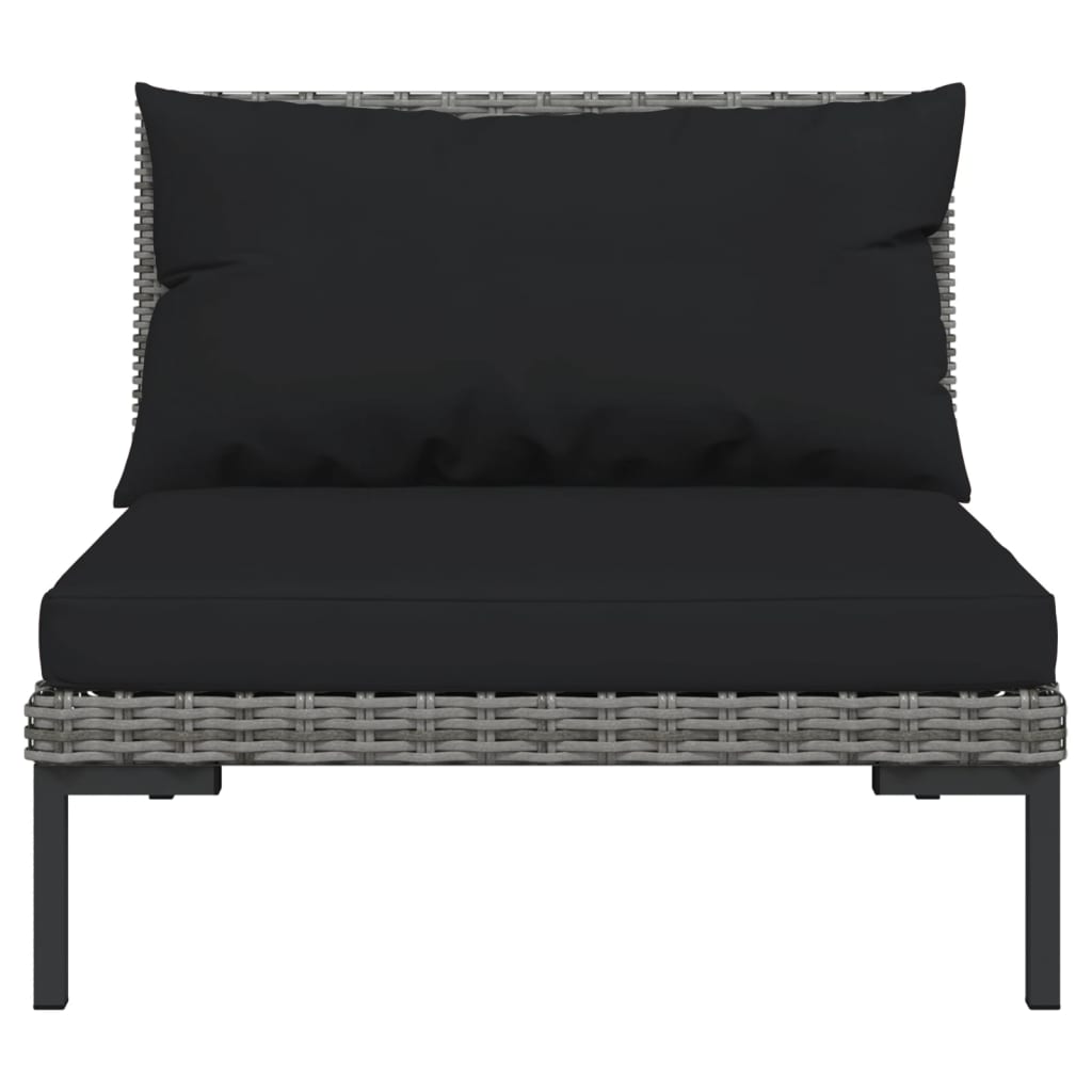 NNEVL 9 Piece Garden Lounge Set with Cushions Poly Rattan Dark Grey - UrbanNest Co