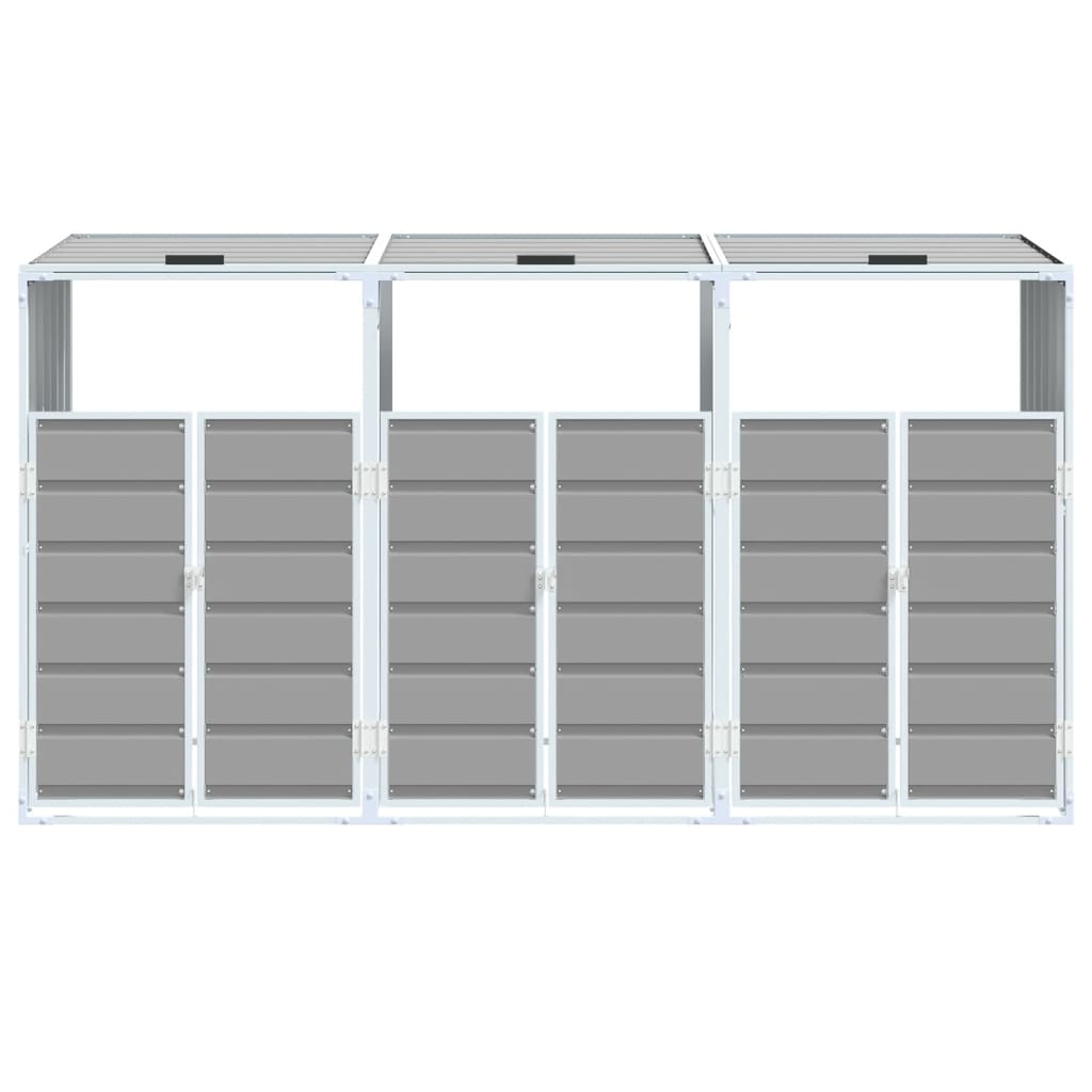 NNEVL Wheelie Bin Storage for Triple Bins Grey 216x81x115 cm Steel - UrbanNest Co