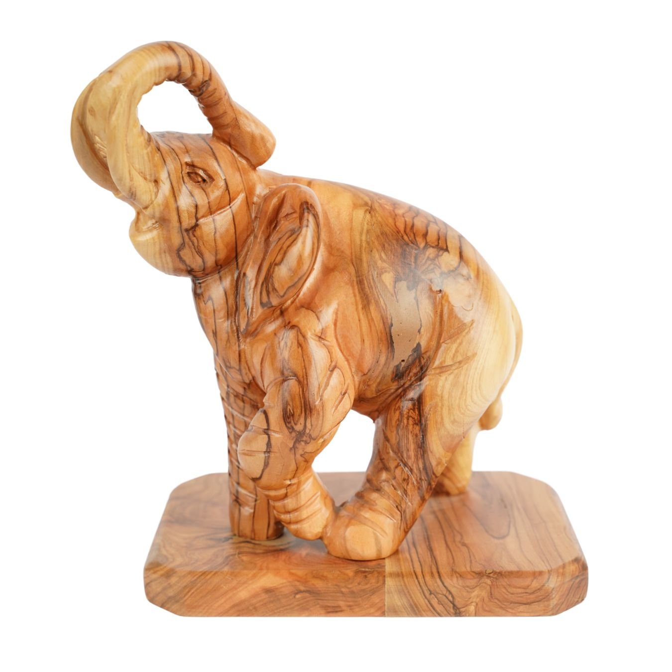 Handgeschnitzter Elefant aus Olivenholz – Exklusive Holzskulptur aus Bethlehem (20 cm) - UrbanNest Co