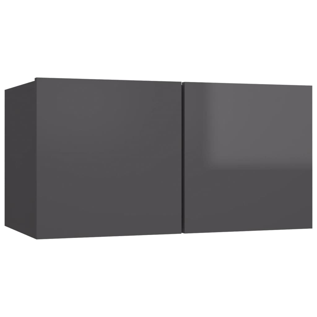 NNEVL 6 Piece TV Cabinet Set High Gloss Grey Chipboard - UrbanNest Co