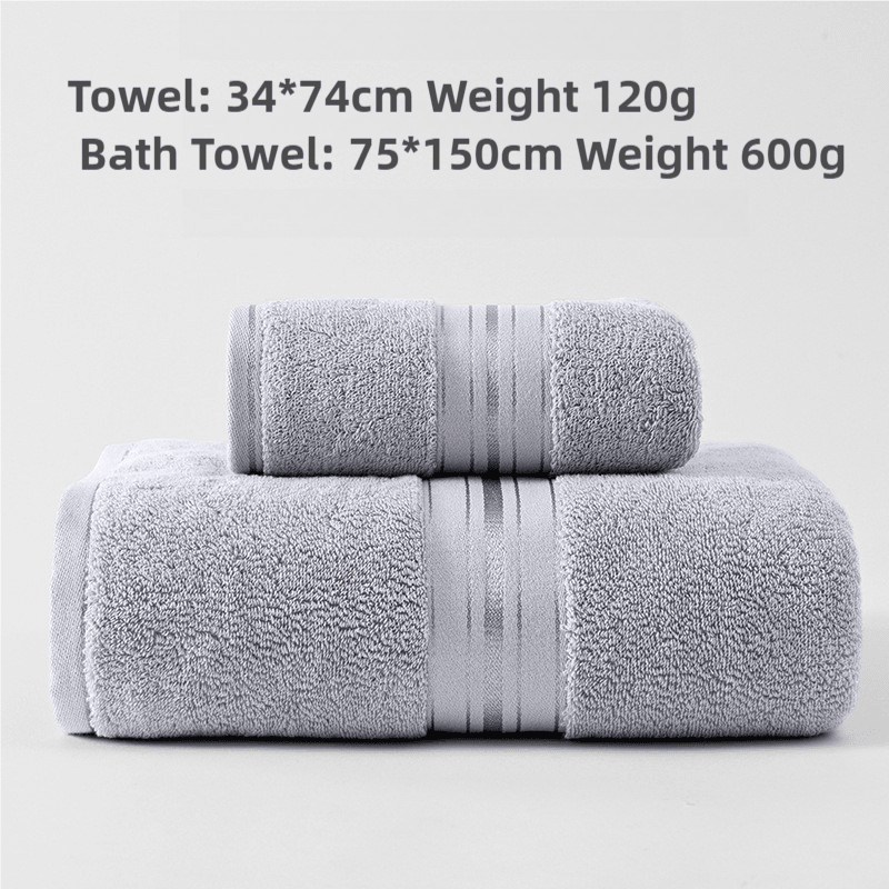 NNEDSZ Grey Luxury Cotton Towel Set(Towel + Bath Towel) - Quick Dry, Extra Thick & Absorbent, Perfect for Bath & Beach - UrbanNest Co