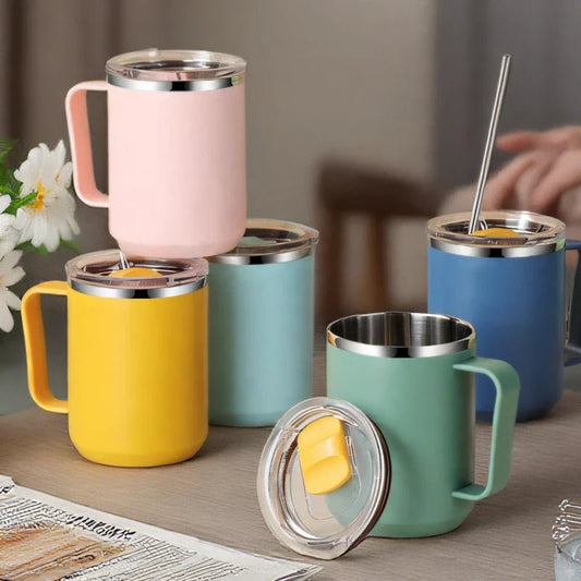 Stainless Steel Insulated Coffee Mug – 450 ml (Double - Wall Vacuum, Handle & Lid) - UrbanNest Co