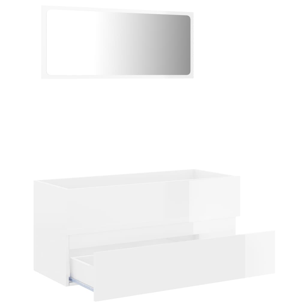 NNEVL 2 Piece Bathroom Furniture Set High Gloss White Chipboard - UrbanNest Co