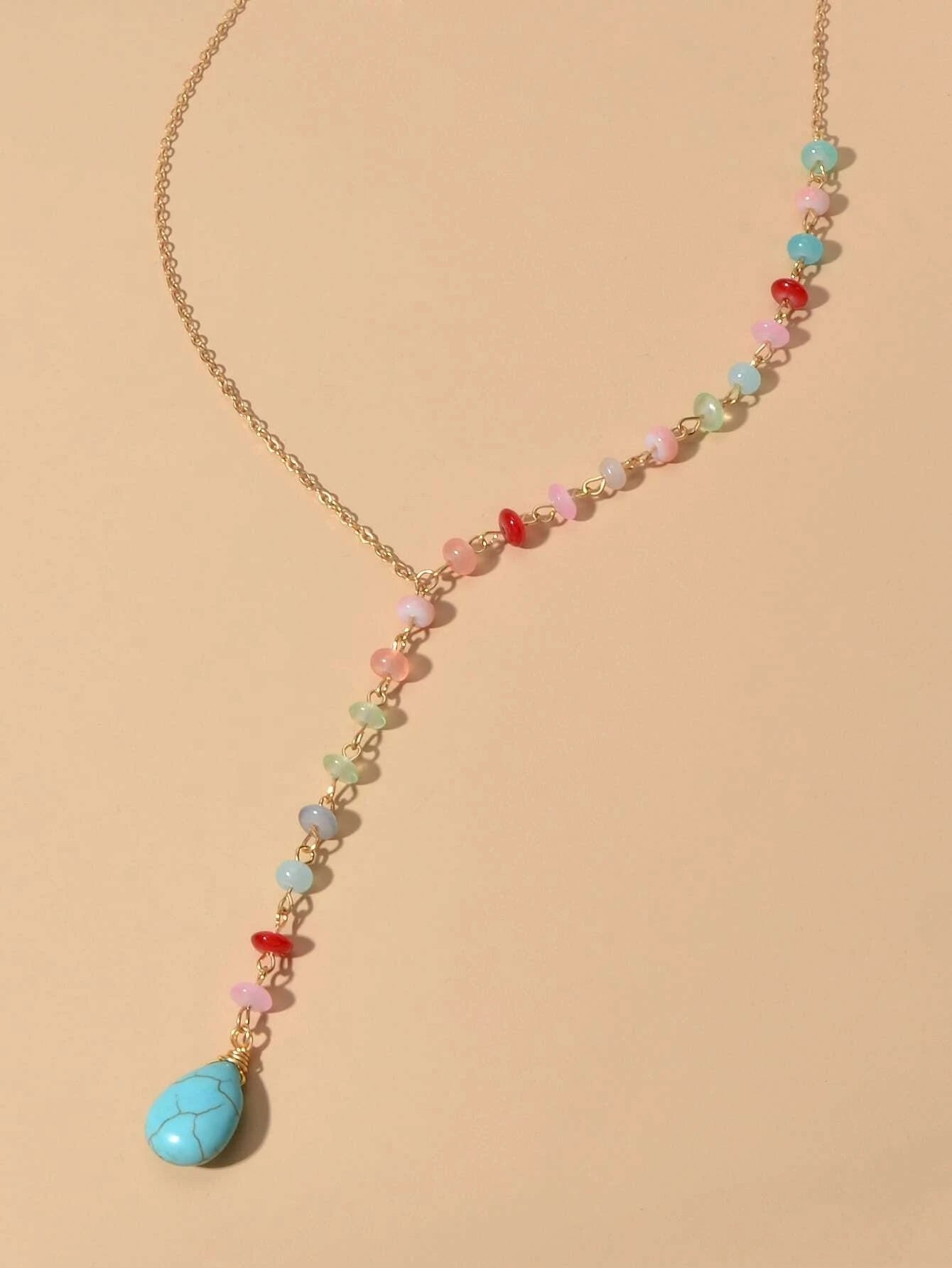 Boho Chic Handmade Colorful Beads Turquoise Water Drop Pendant Necklace Collar - UrbanNest Co